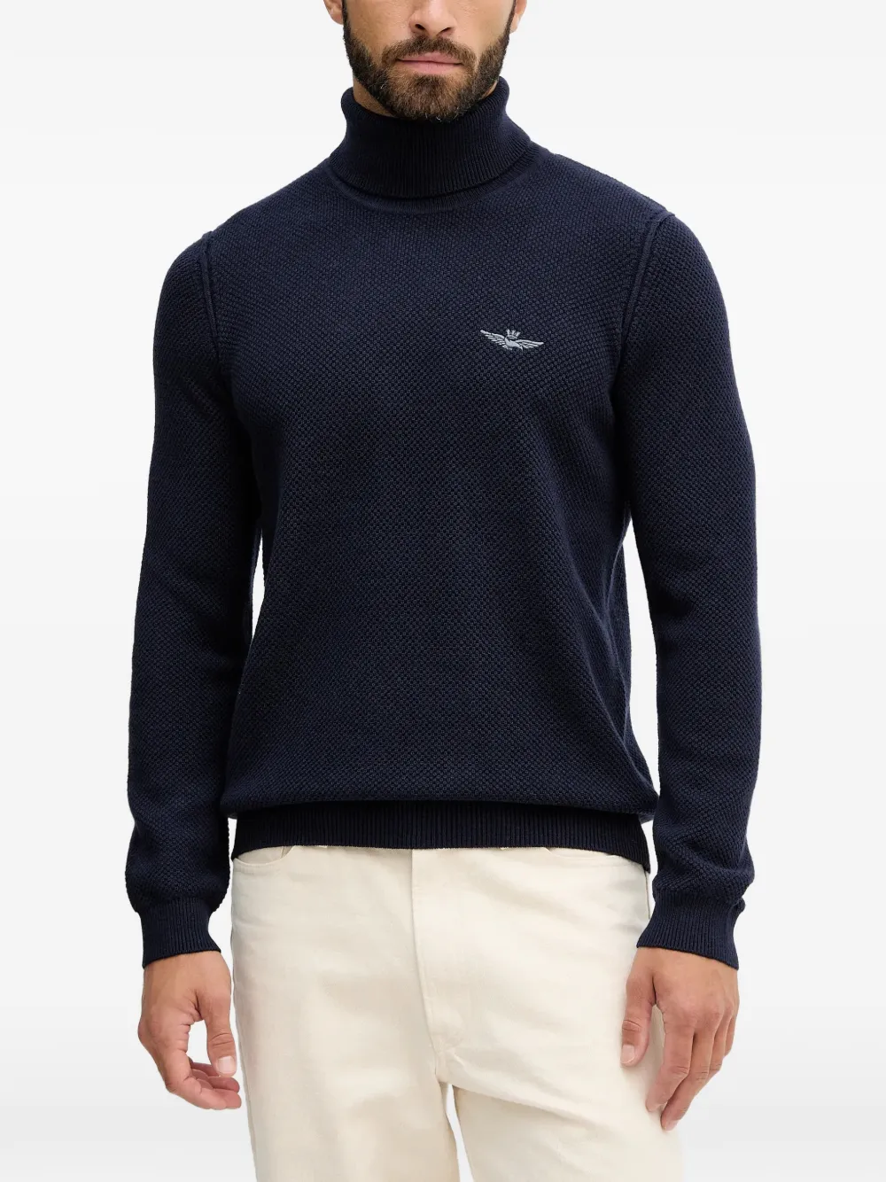 Aeronautica Militare turtleneck logo sweater - Blu