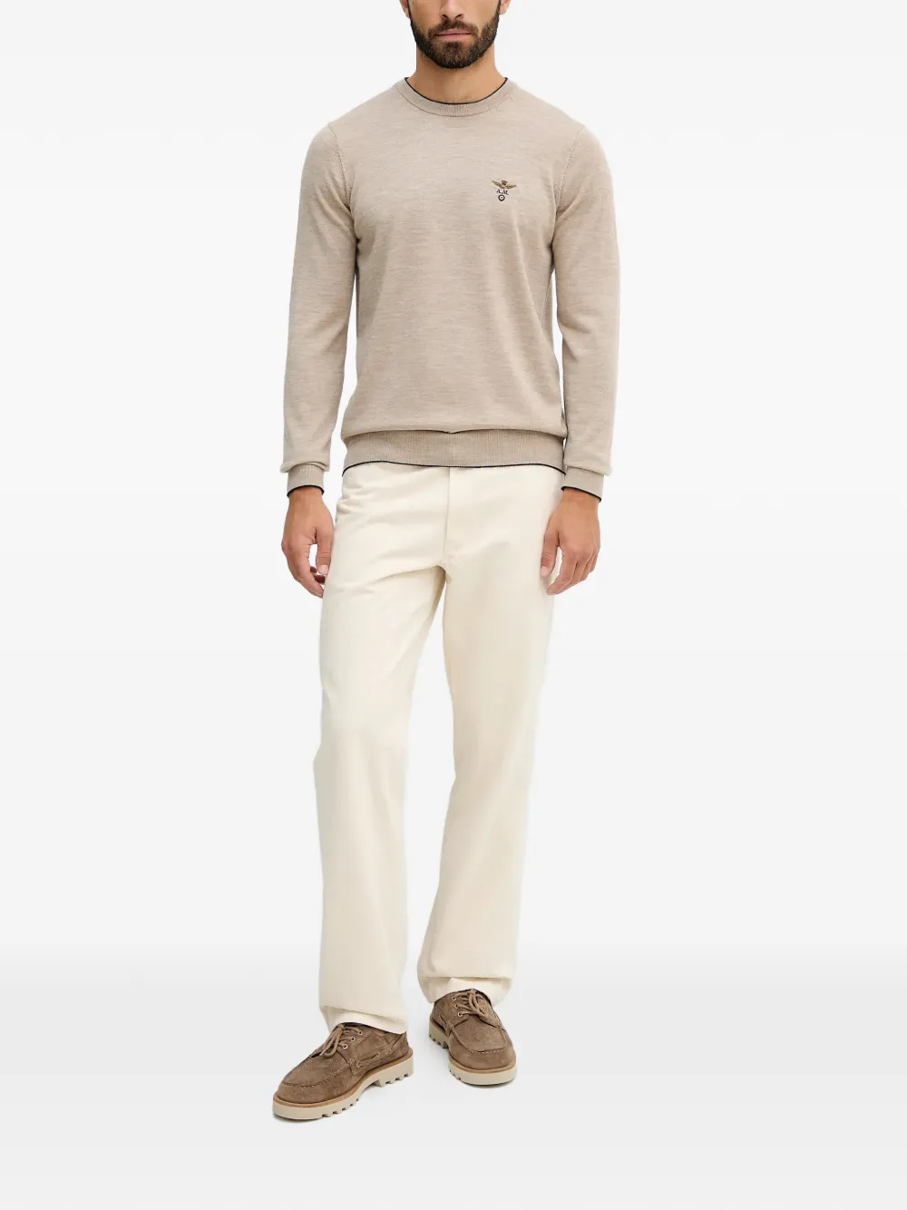 Aeronautica Militare Trui met borduurwerk - Beige