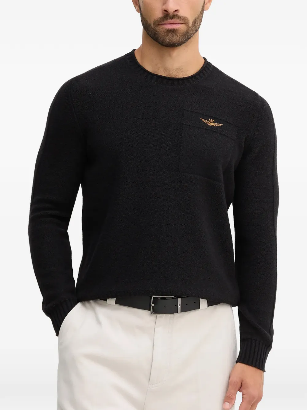 Aeronautica Militare logo-detail black sweater - Schwarz