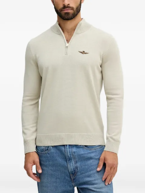 Aeronautica Militare zip embroidery sweater