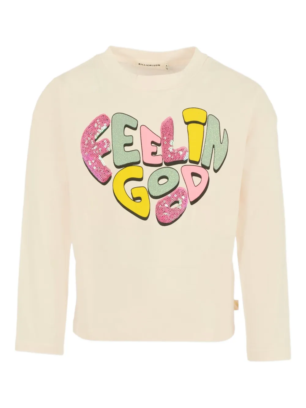 Billieblush Sequin-embellished Heart-print T-shirt In Neutral