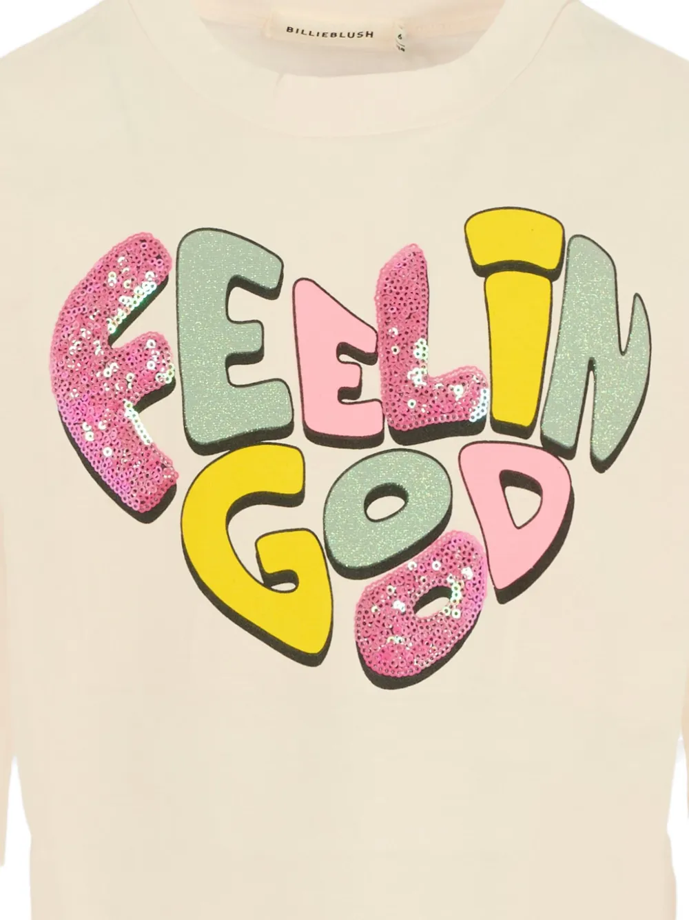 Billieblush Sequin-embellished Heart-print T-shirt In Neutral