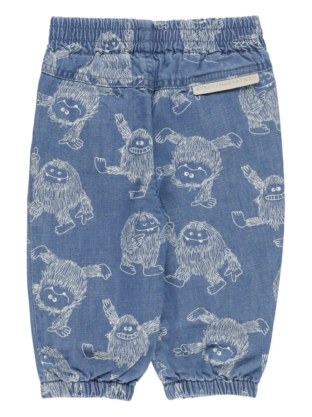 Stella McCartney Kids Broek met elastische taille en monsterprint Blauw