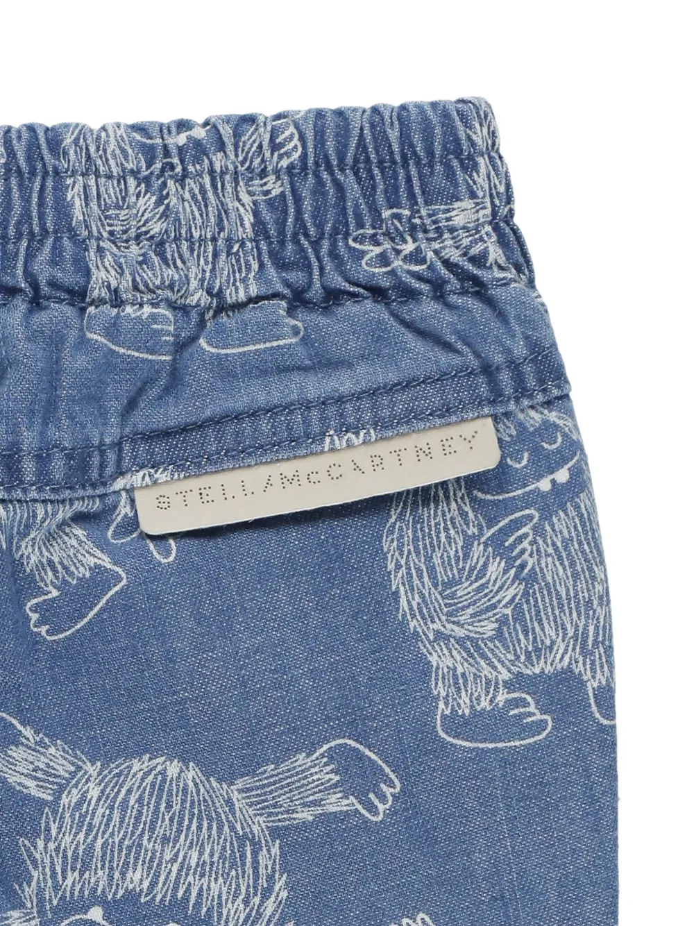 Stella McCartney Kids Broek met elastische taille en monsterprint Blauw