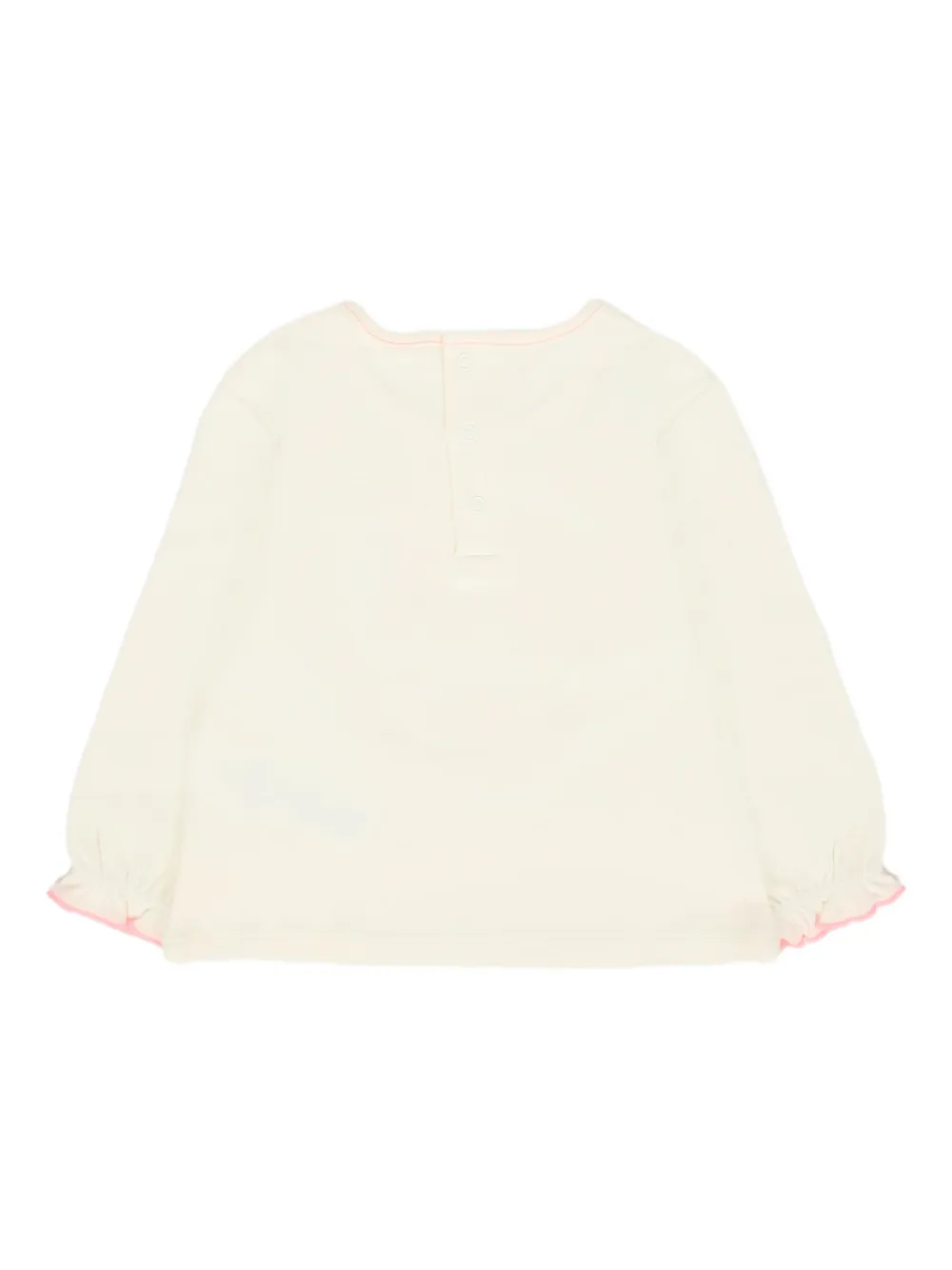 Billieblush Cat-print Ruffled-cuff Top In Neutral