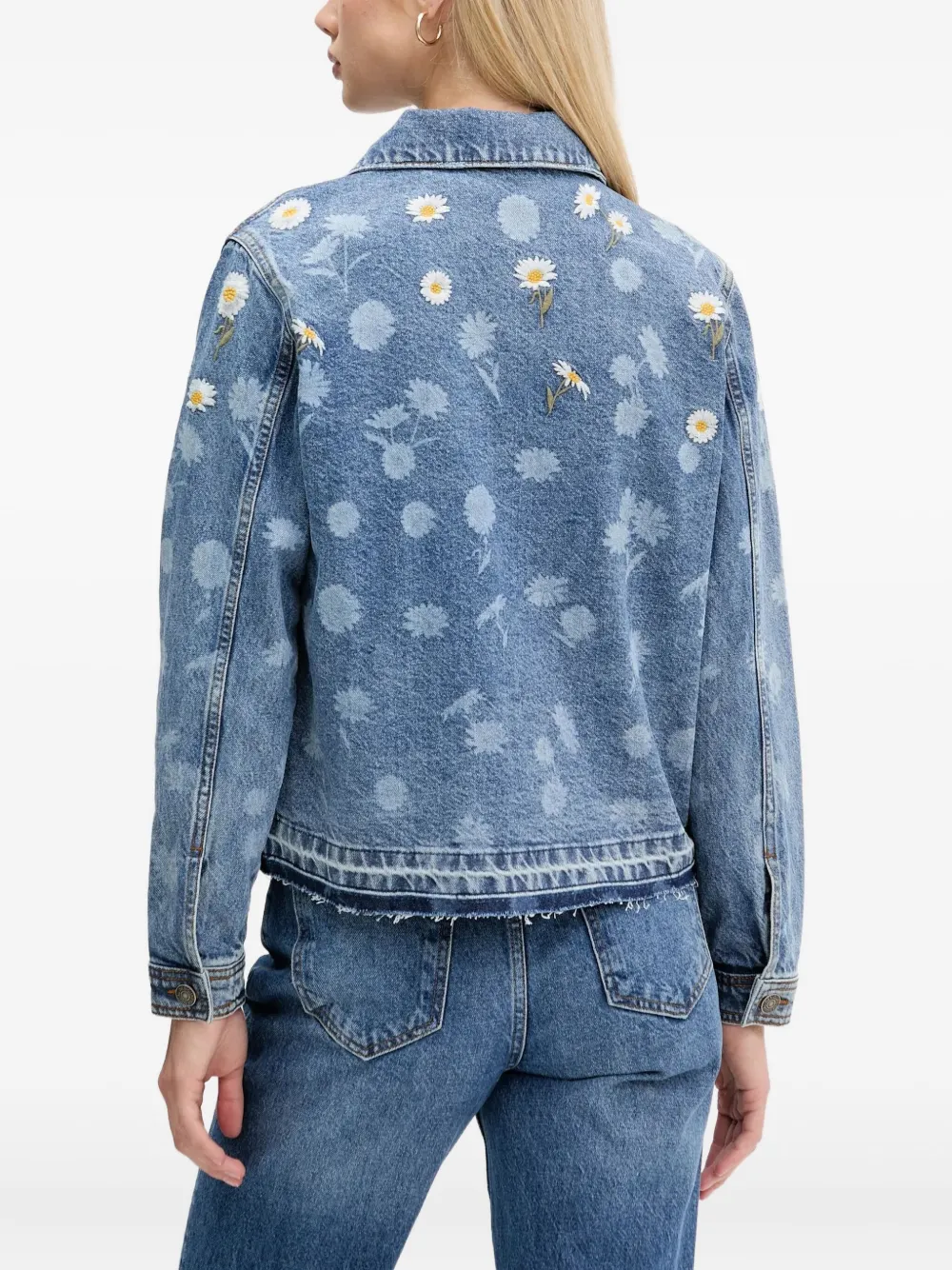 Floral-Embroidered Denim Jacket