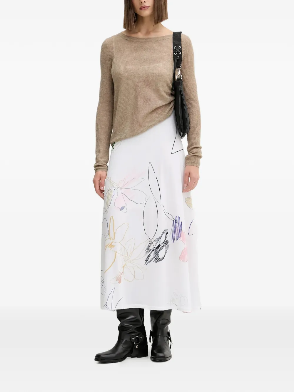 Desigual floral print midi dress (set of two) - Wit