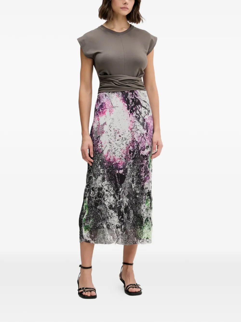 Desigual floral print midi dress - Grijs