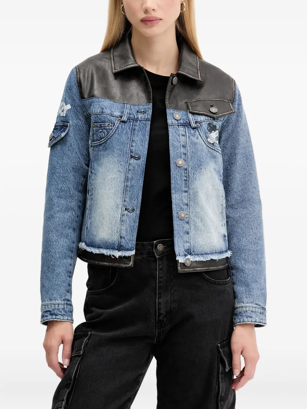 Desigual chaqueta deshilachada a paneles | azul | Image 1