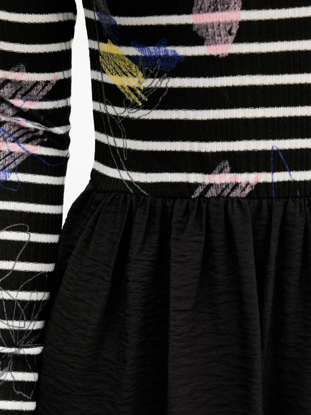 Desigual Gestreepte midi-jurk met bloemenprint Zwart