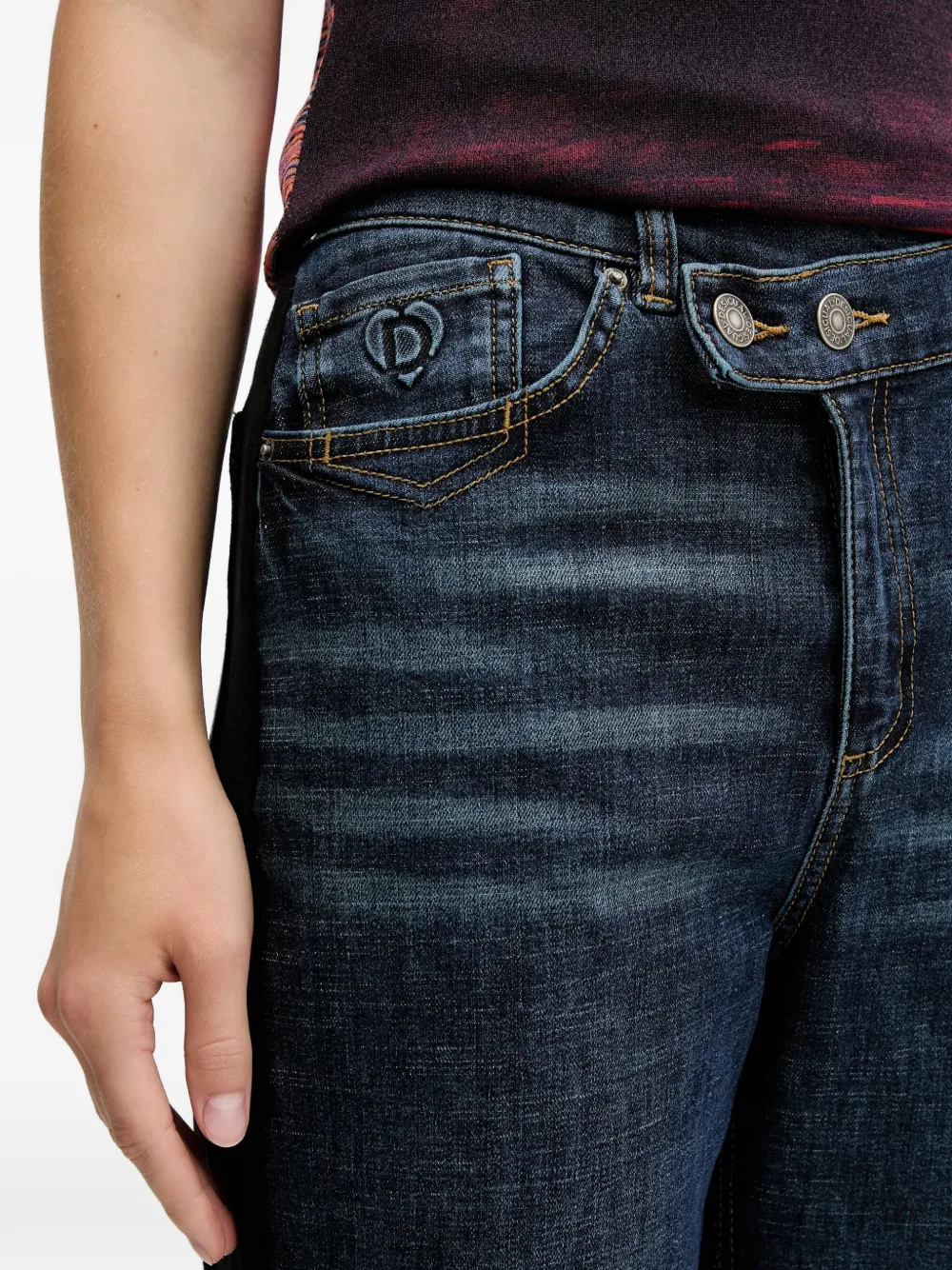 Desigual Broek met logodetail Blauw