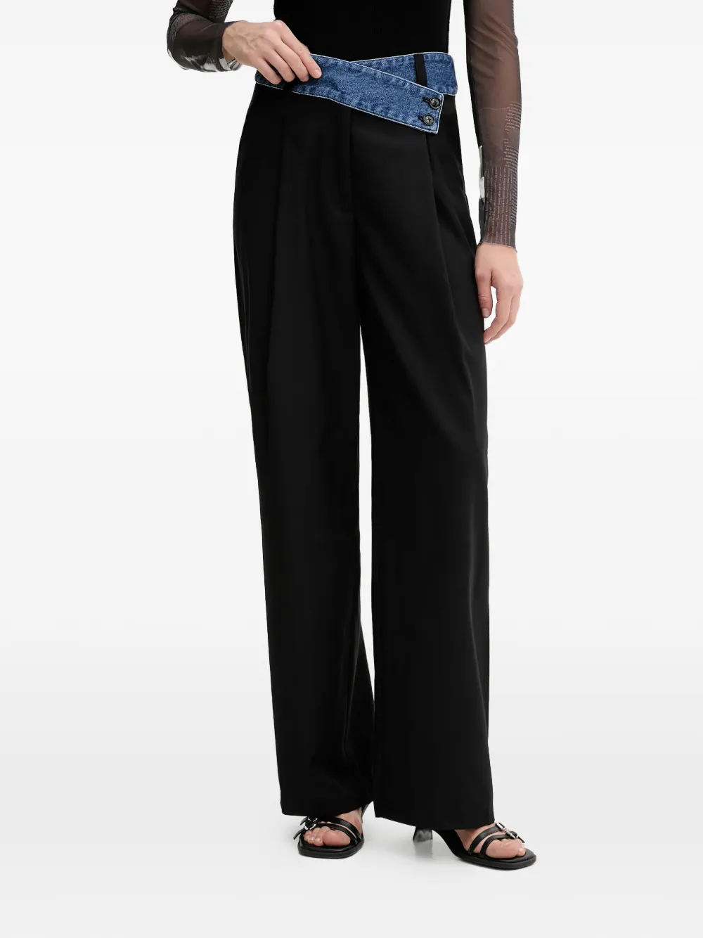 Desigual pleated denim panel trousers | negro | Image 1
