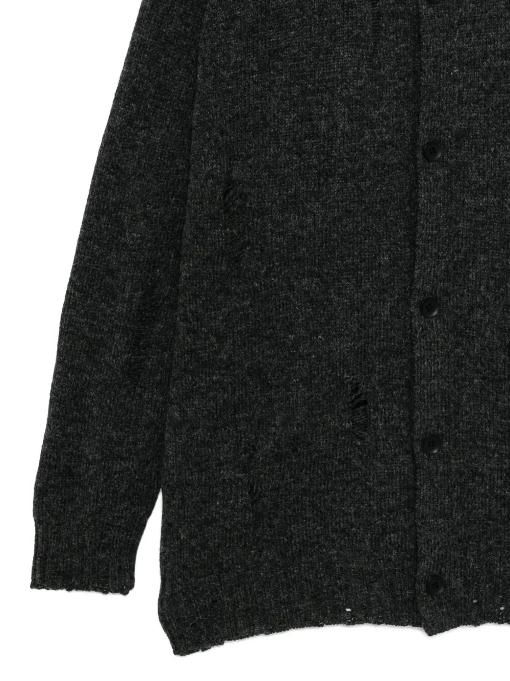 Yohji Yamamoto Crashed Wool Cardigan In Gray