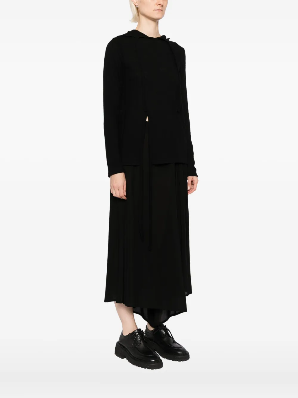 Yohji Yamamoto Side-split Hoodie In Black