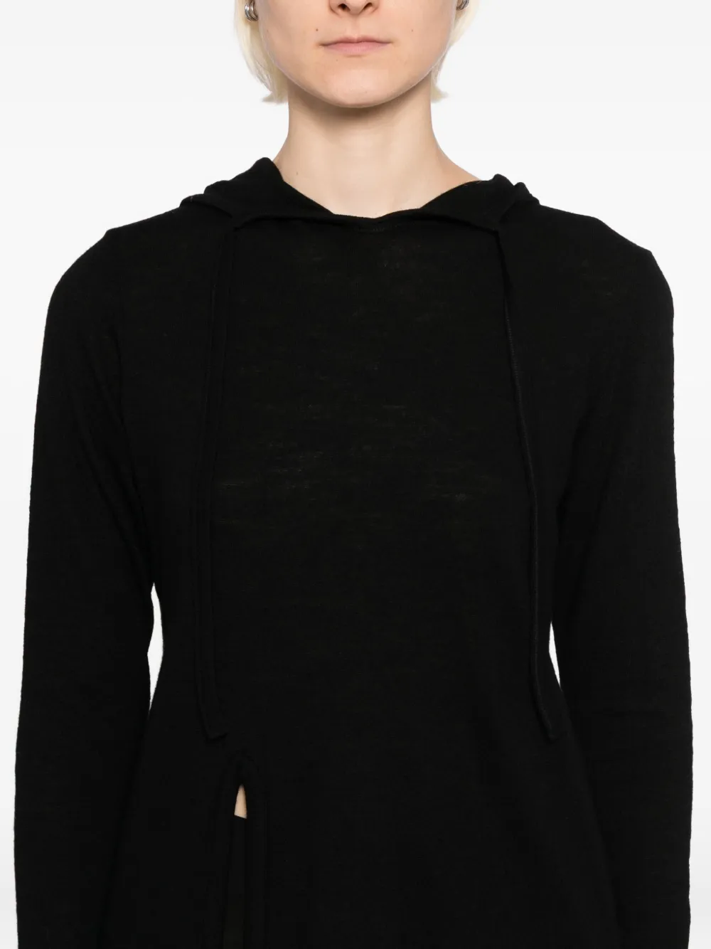Yohji Yamamoto Side-split Hoodie In Black