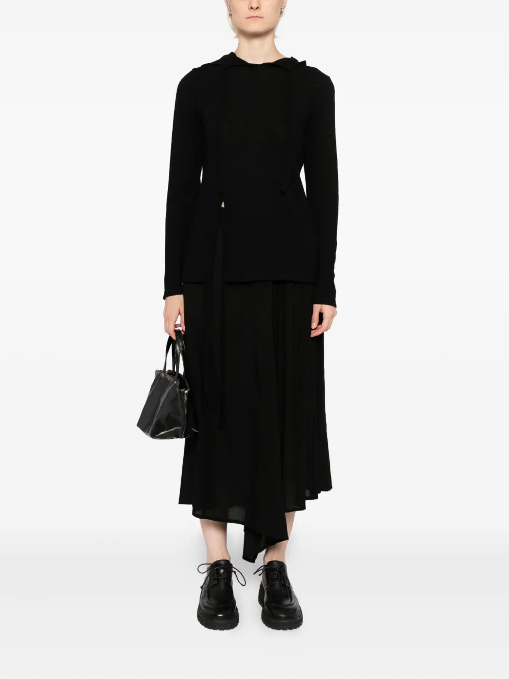 Yohji Yamamoto Hoodie met zijsplit - Zwart