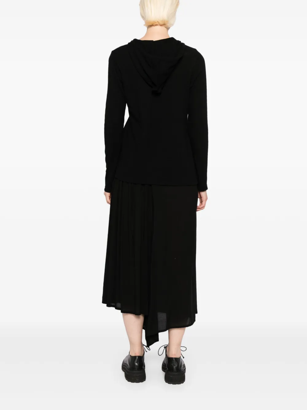 Yohji Yamamoto Hoodie met zijsplit Zwart