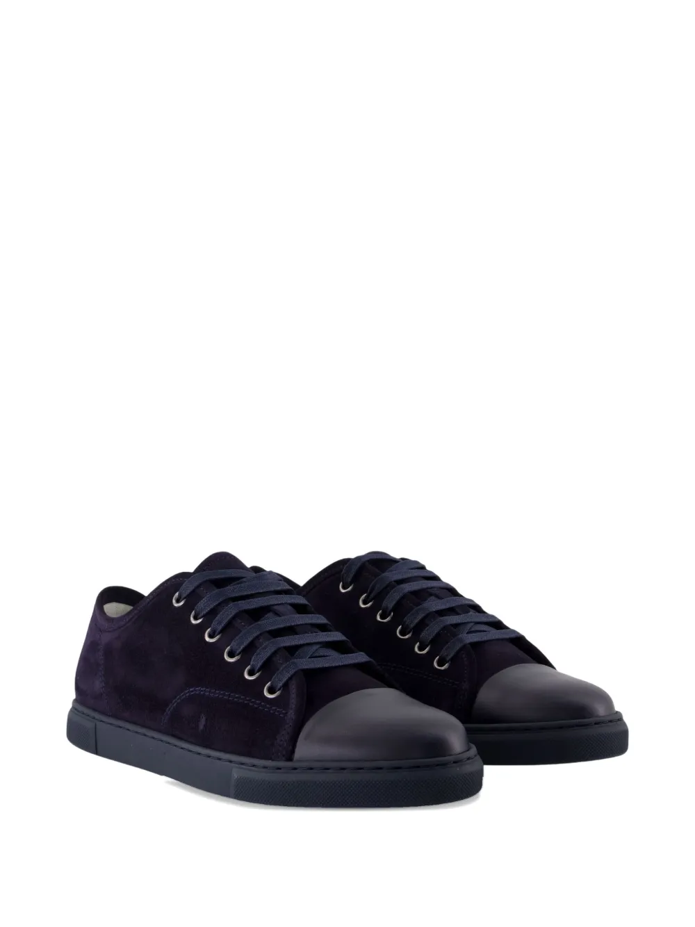 Lanvin Suede Leather Cap-toe Sneakers In Blue