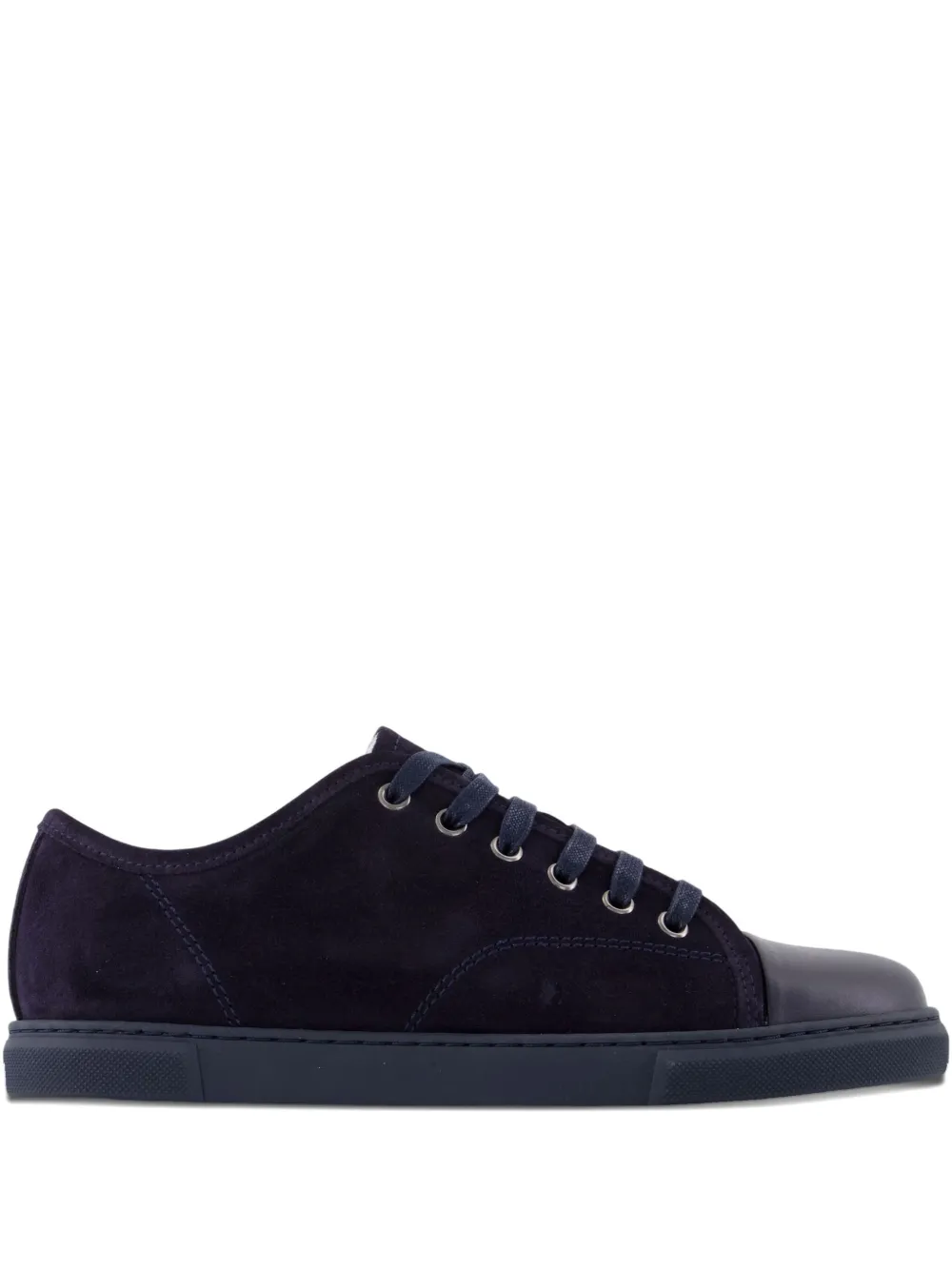 Lanvin Suede Leather Cap-toe Sneakers In Blue