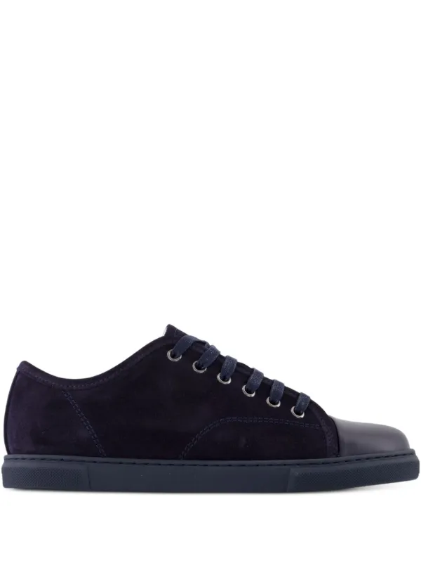 Lanvin Suede Leather Cap-toe Sneakers in Blue