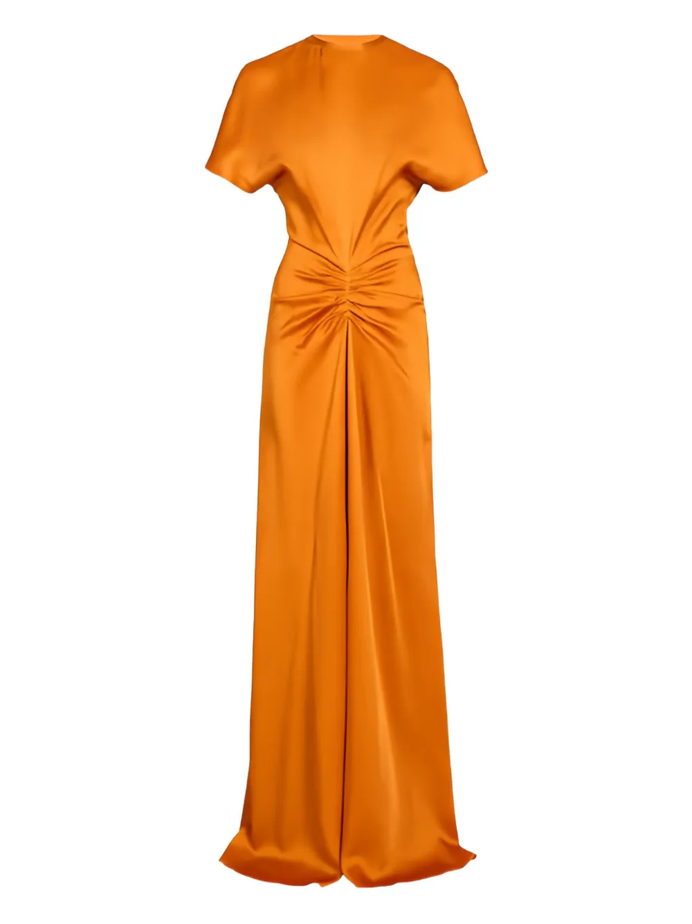 Victoria Beckham Ruched Maxi Dress In Orange