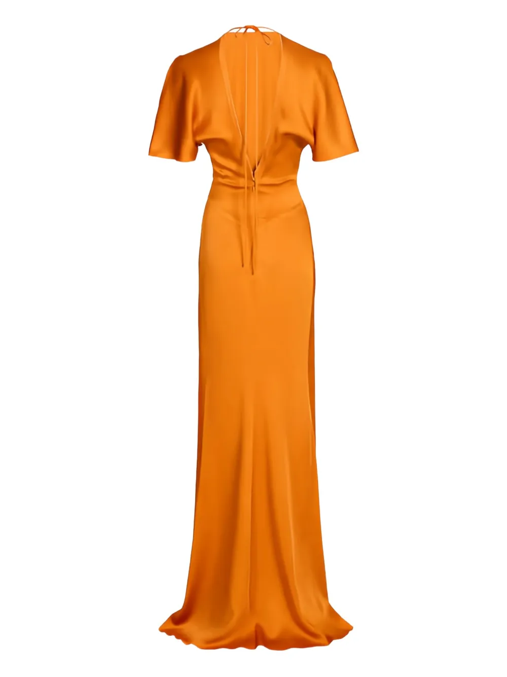 Victoria Beckham Ruched Maxi Dress In Orange