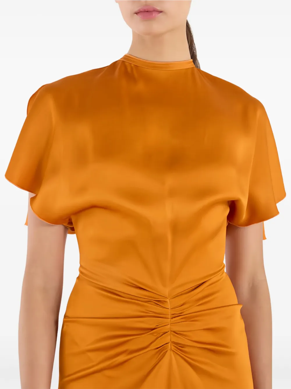 Victoria Beckham Ruched Maxi Dress In Orange