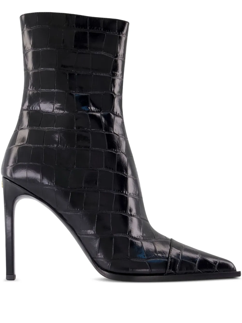 AMIRI crocodile-effect pointed-toe boots | Black | Image 1