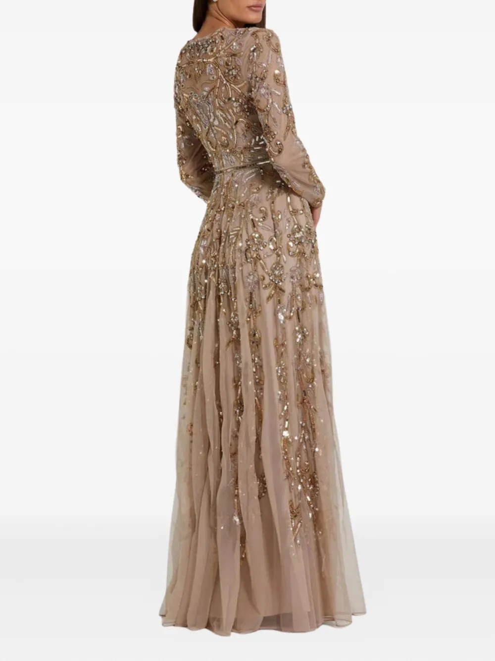 Mac Duggal Crystal-embellished Gown In Gold