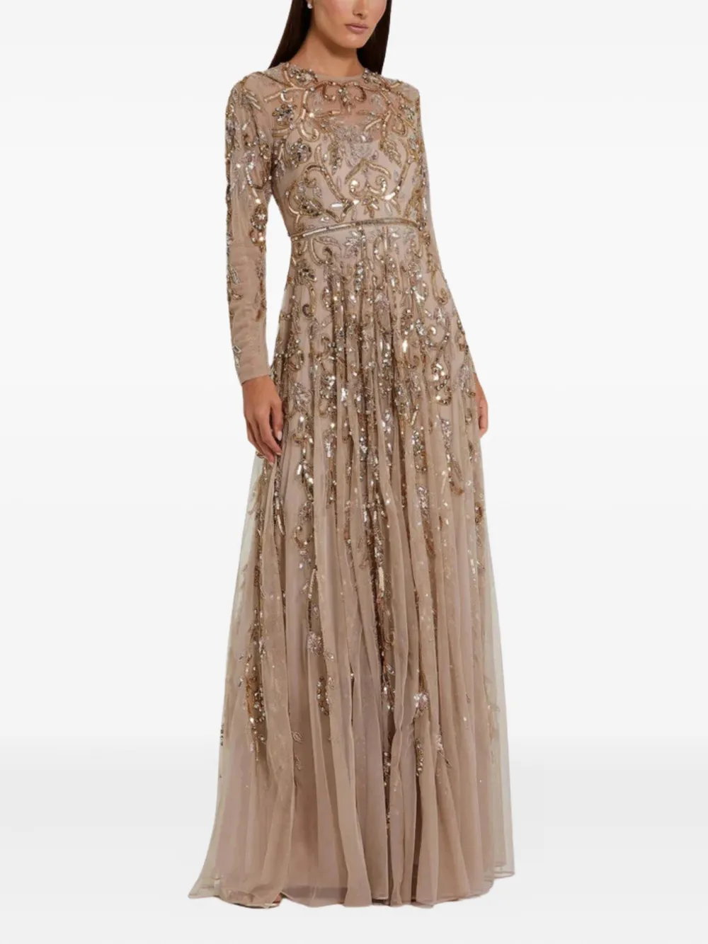 Mac Duggal Crystal-embellished Gown In Gold