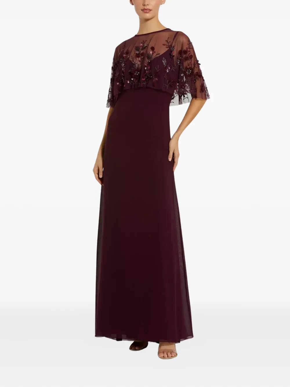 Mac Duggal embellished-cape sleeveless maxi dress | Red | Image 1