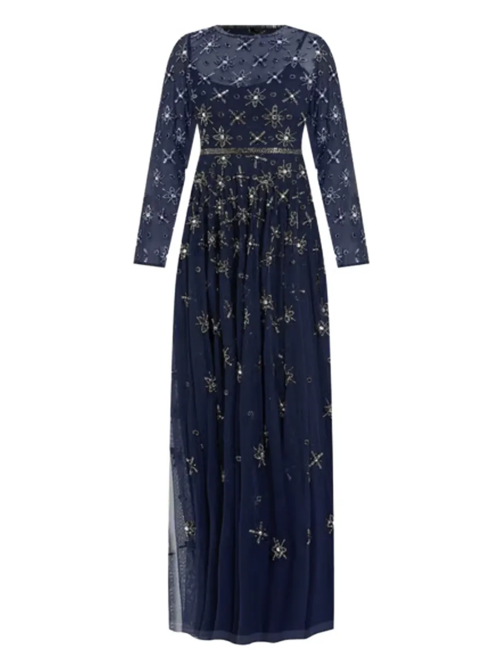 Mac Duggal long-sleeve crystal-embellished gown | Blue | Image 1