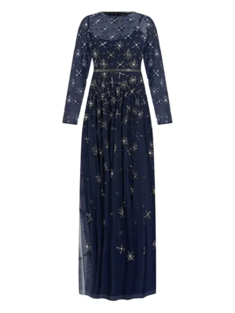 Mac Duggal long-sleeve crystal-embellished gown