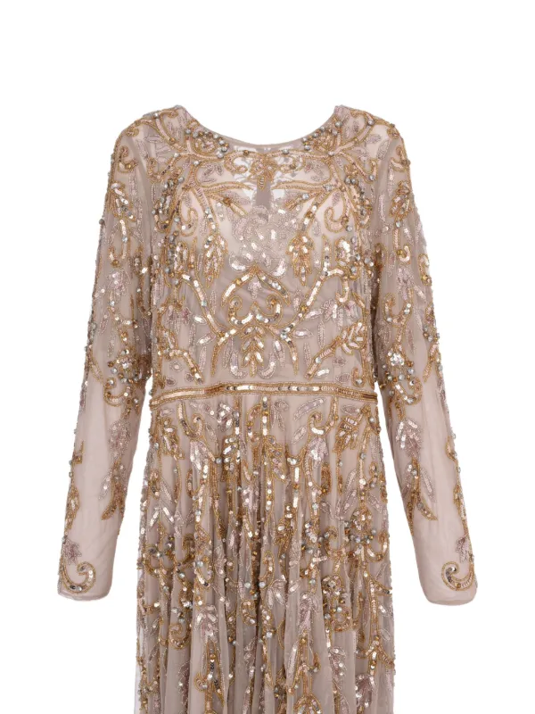 Mac Duggal long-sleeve Embellished Dress | Neutrals