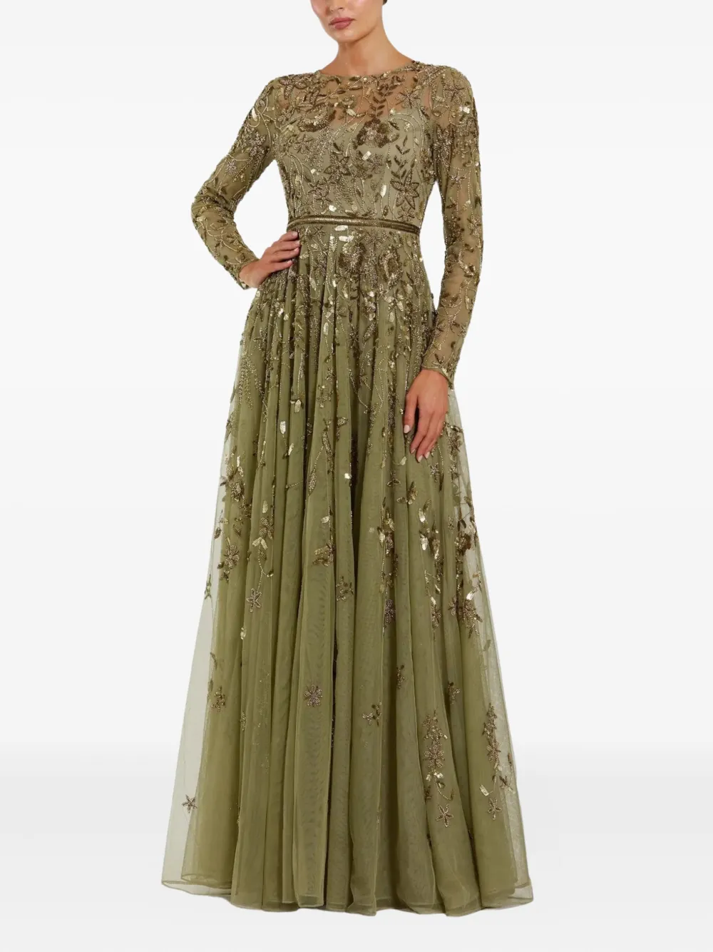 Mac Duggal floral-embellished gown - Groen