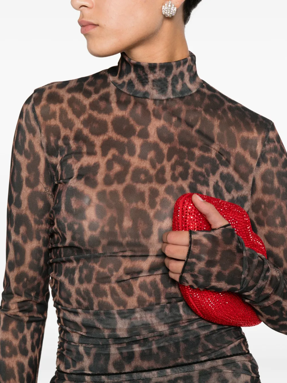 Aniye By Leopard-print Mock-neck Bodysuit In Brown