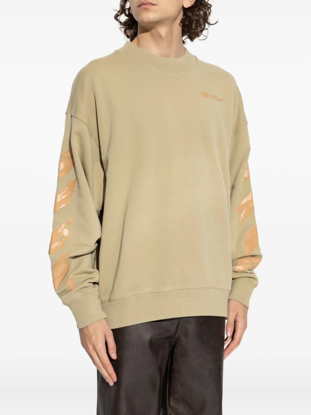 Off-White Sweater met logoprint Beige