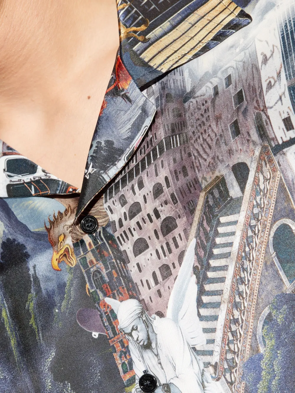 Off-White Overhemd met collage-print en korte mouwen Blauw