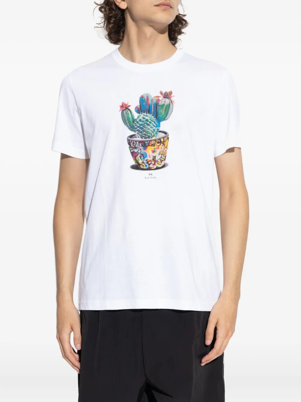 Ps By Paul Smith Ps Paul Smith Cactus Print T-shirt In White