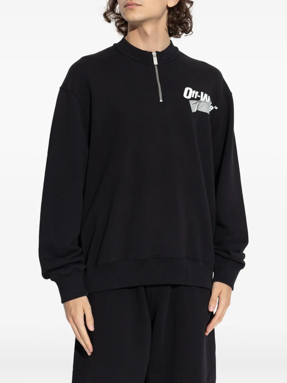 Off-White Trui met halve rits Zwart