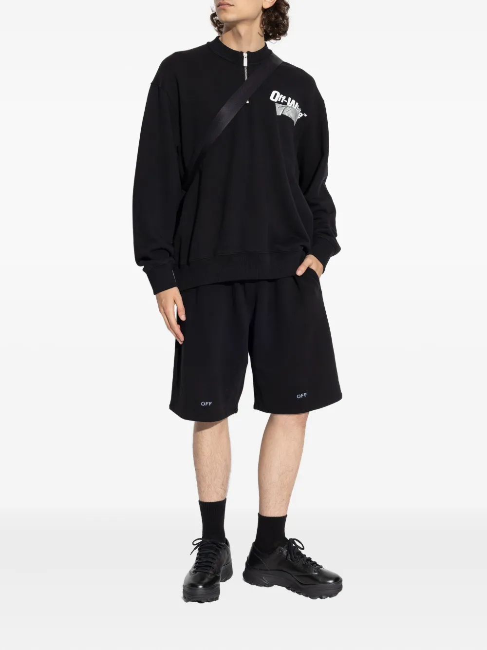 Off-White half-zip sweater - Zwart