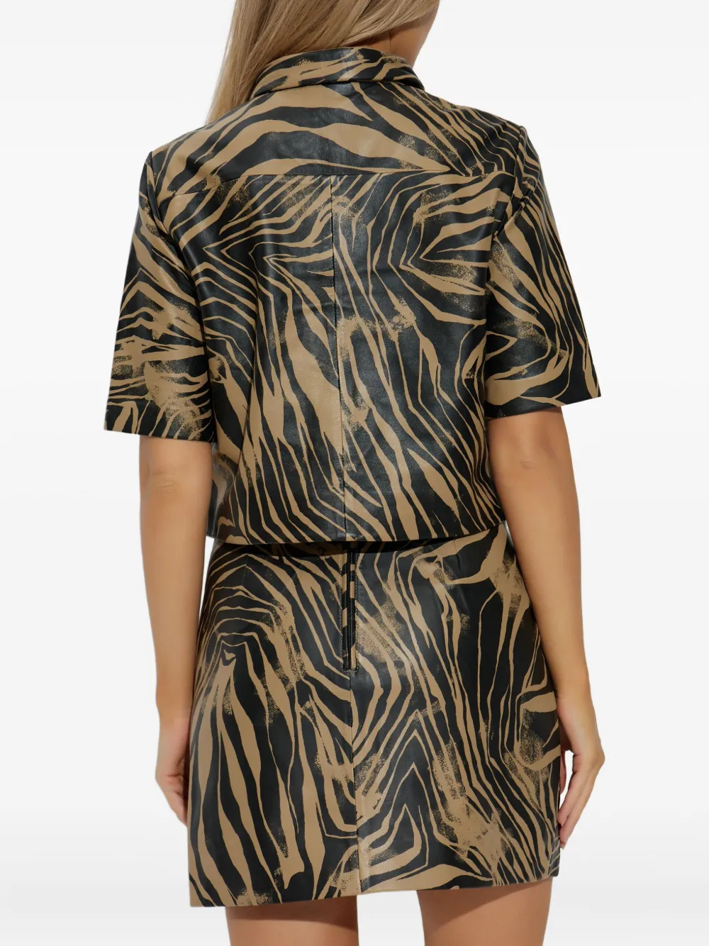 MUNTHE blouse met zebraprint Zwart