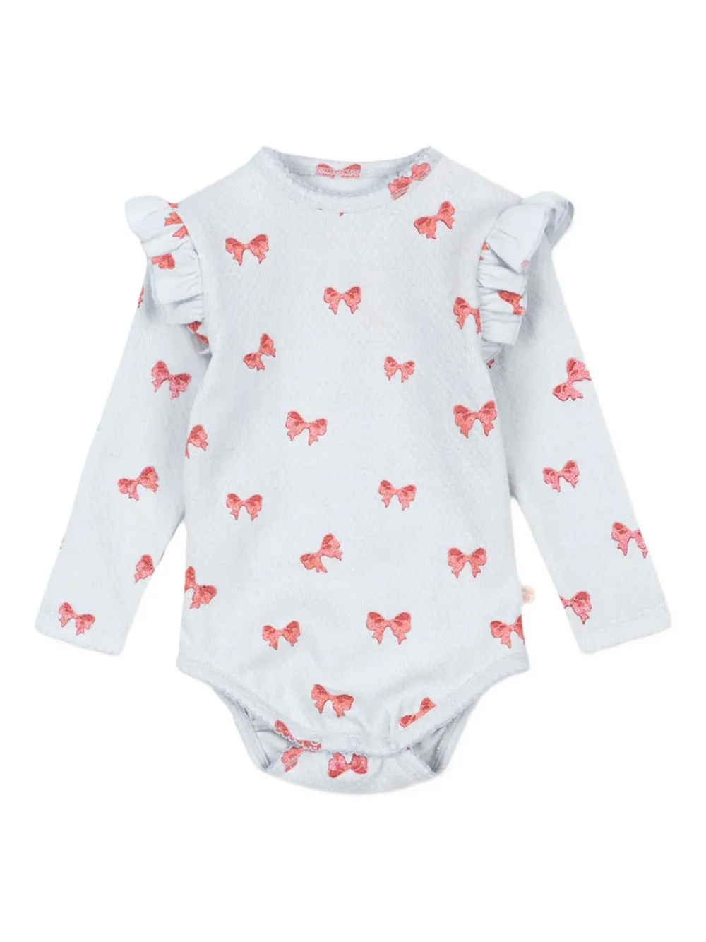 Konges Sløjd Babies' Bow-print Ruffled Bodysuit In Blue