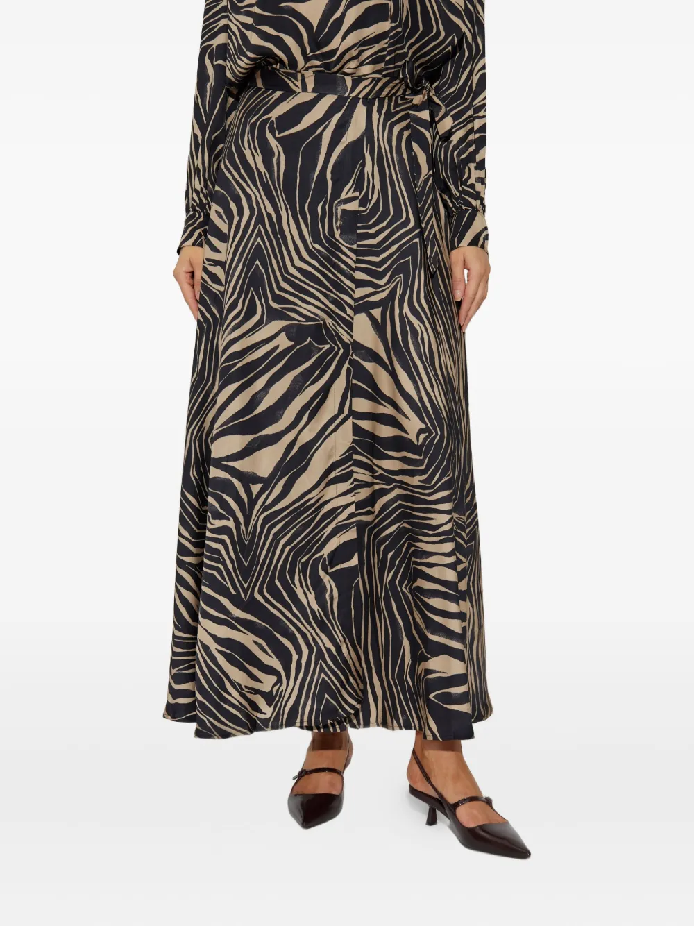 Munthe Lovella Zebra-print Wrap Skirt In Brown