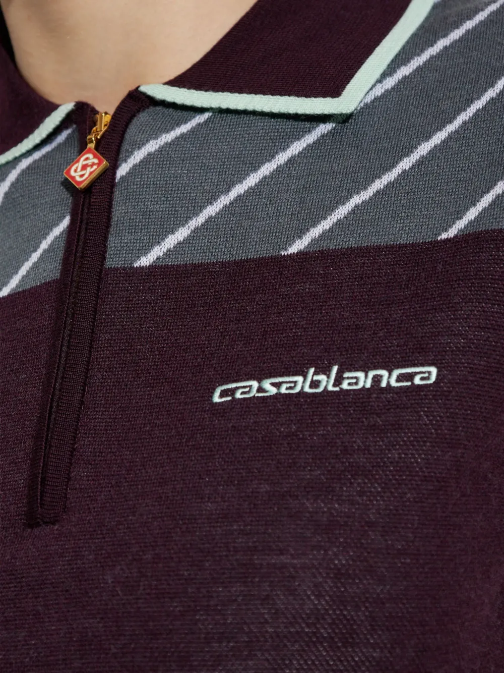 Casablanca Diagonal Striped Mini Dress In Merino Wool In Black