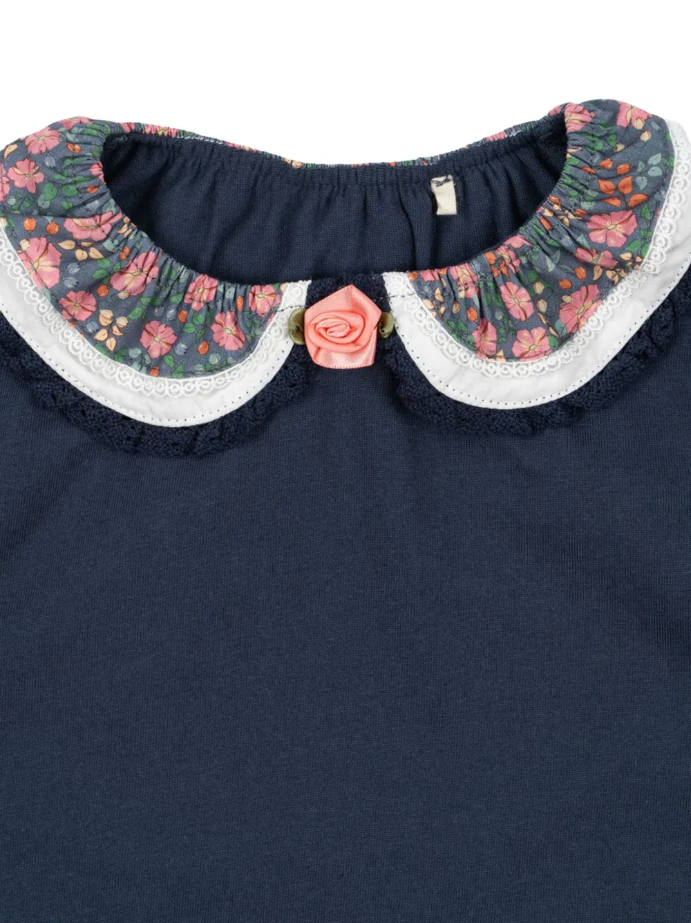 Konges Sløjd Top met bloemenkant en kraag Blauw