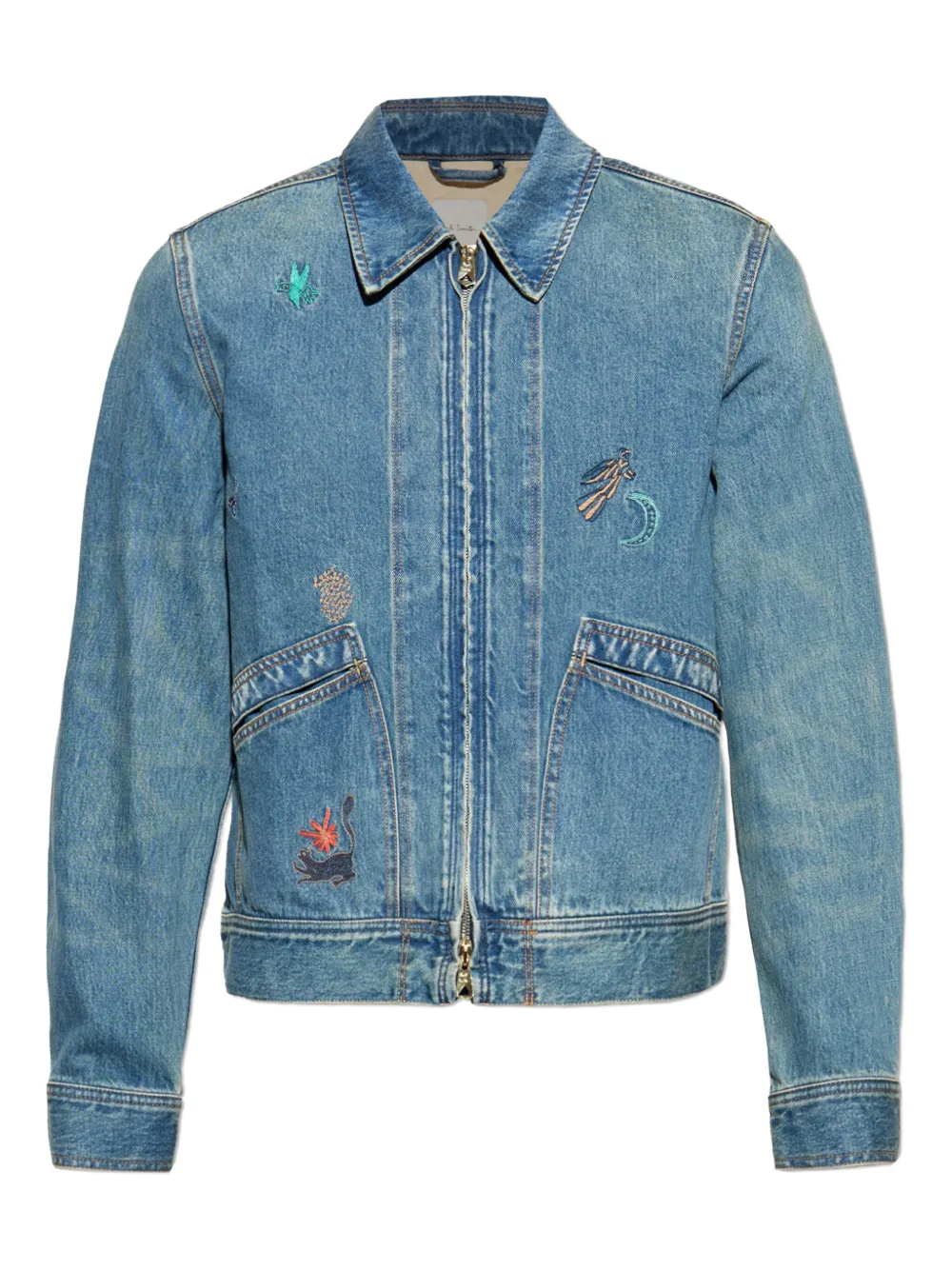 Paul Smith エンブロイダリー ジップデニムジャケット - ブルー Paul Smith エンブロイダリー ジップデニムジャケット - ブルー