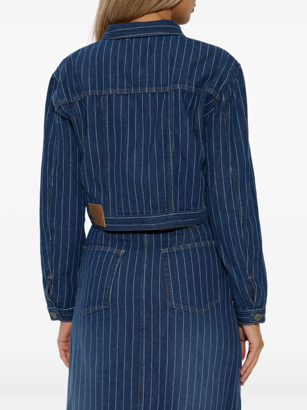 MUNTHE Lindy cropped jack met krijtstreep Blauw