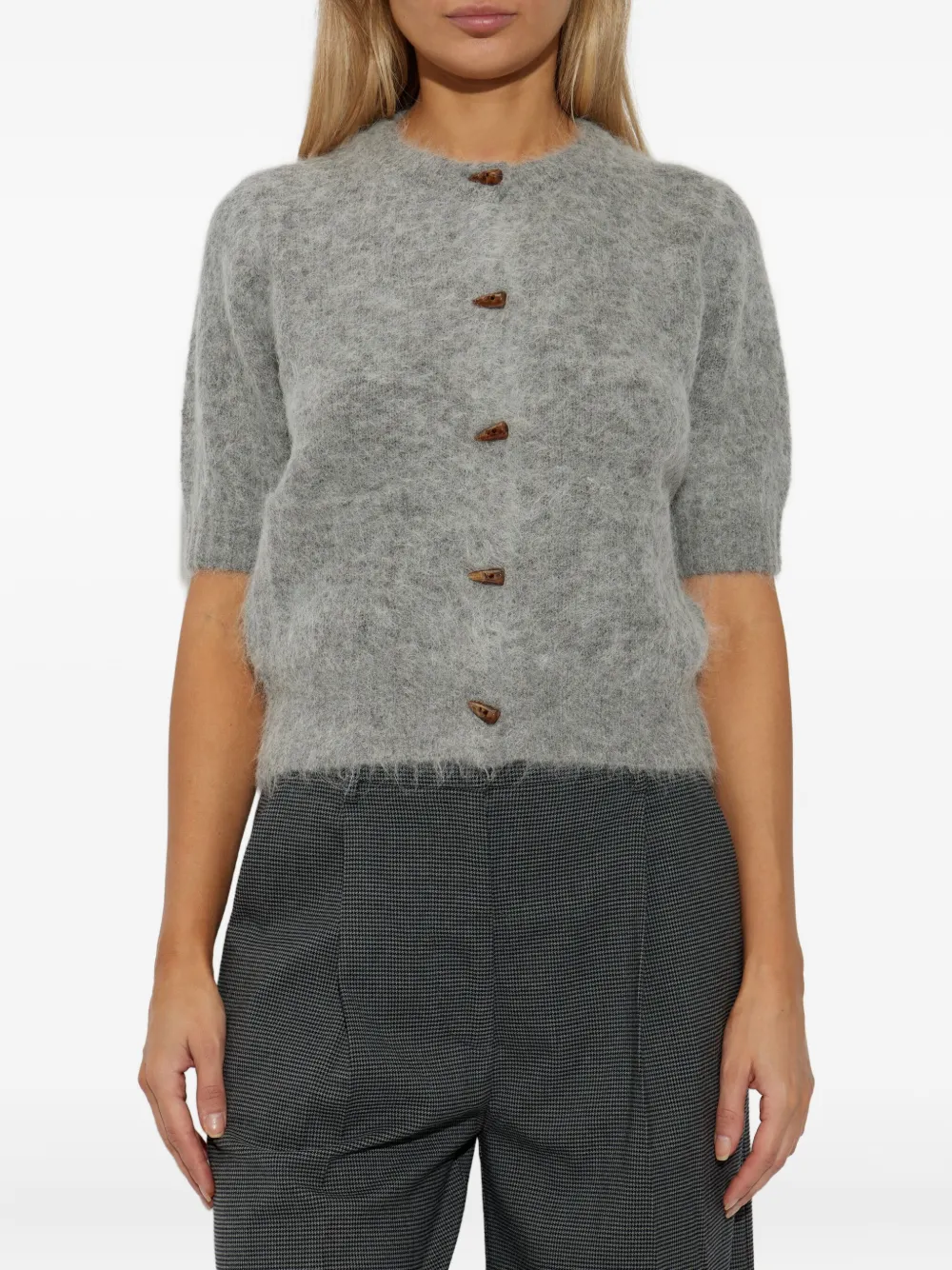 Munthe Short-sleeve Button Cardigan In Gray