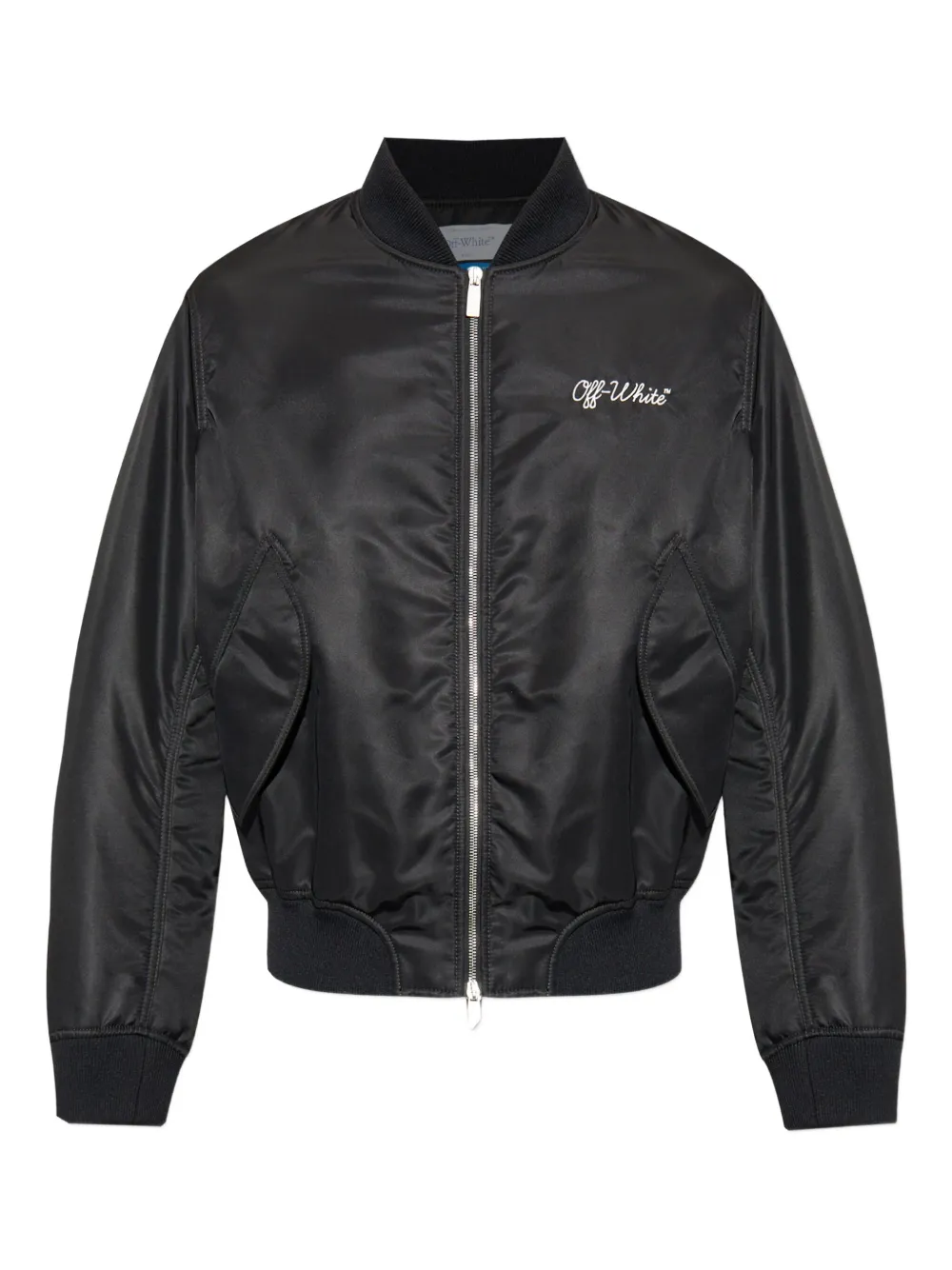 Off-White logo-embroidered bomber jacket - ブラック Off-White logo-embroidered bomber jacket - ブラック